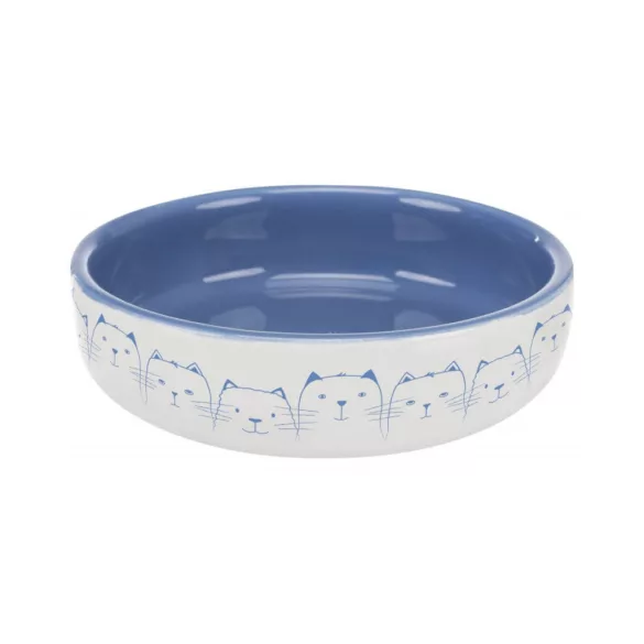 Trixie Ceramic Bowl - castron din ceramică (alb, albastru) pentru pisici cu nasul scurt (0,3l /Ø11cm)