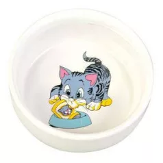   Trixie Castron din ceramică (alb, cu model) pentru pisici (0,3l /Ø11cm)