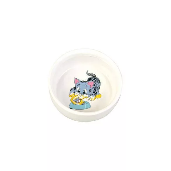 Trixie Castron din ceramică (alb, cu model) pentru pisici (0,3l /Ø11cm)