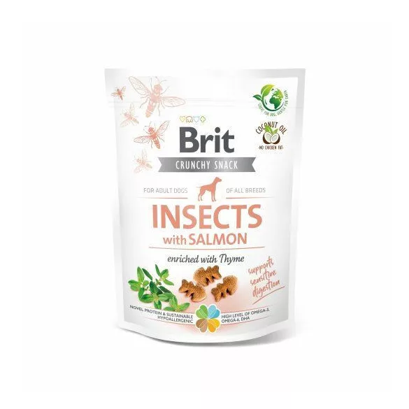 Brit Care Crunchy Cracker Insecte crocante cu somon îmbogățit cu cimbru 200 g