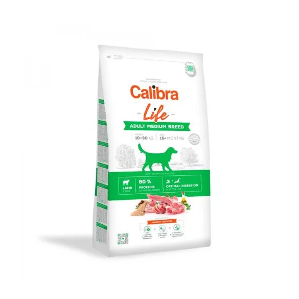 Calibra Dog Life Adult Medium Breed Miel hrană pentru câini 12 kg