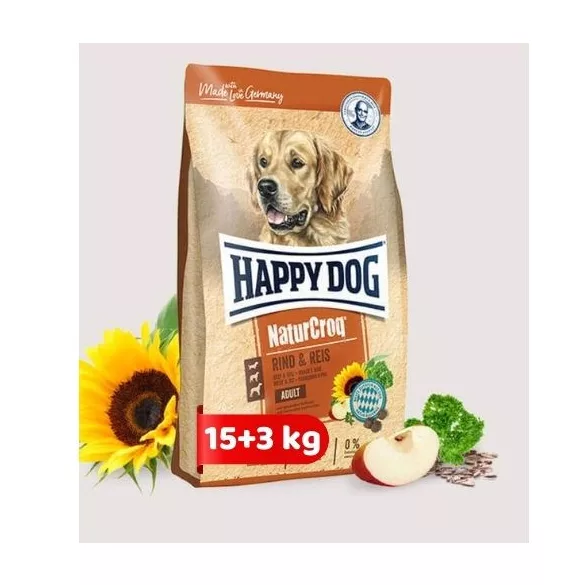 Happy Dog NaturCroq Rind & Rice 15+3 kg hrană pentru câini