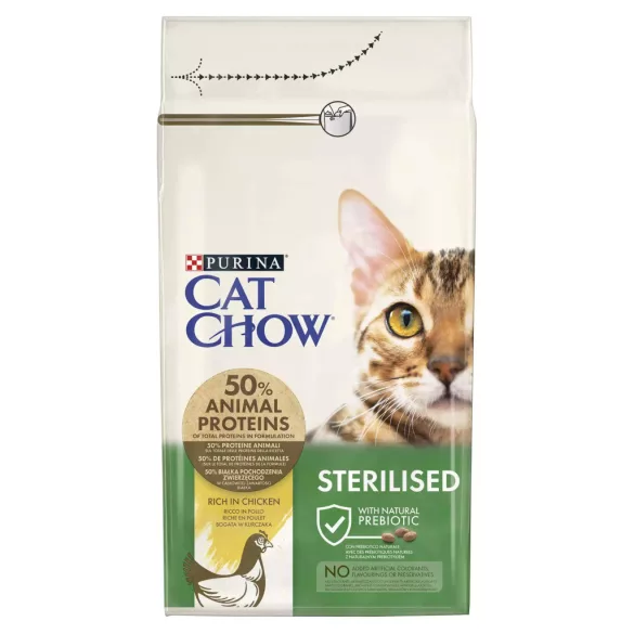 CAT CHOW Sterilised In chicken bogat uscat hrană pentru pisici 15 kg