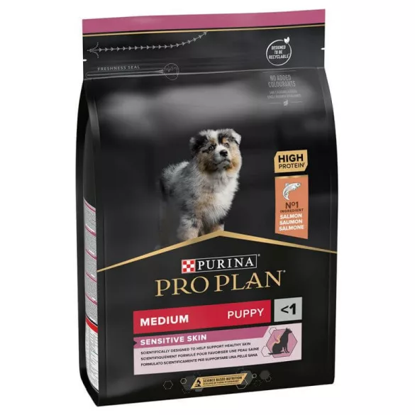 Purina Pro Plan Medium Puppy Sensitive Skin hrană uscată pentru câini bogată în somon 12kg