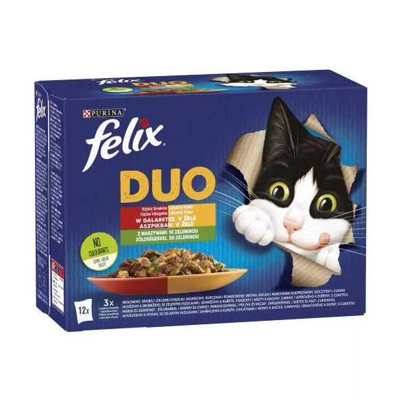 Felix Fantastic Duo Selecție de legume de casă în aspic hrană umedă pentru pisici 12x85g