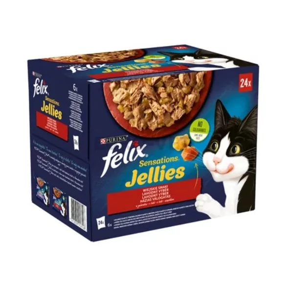 Felix Sensations Jellies Selecție tradițională în aspic hrană umedă pentru pisici 24x85g