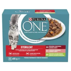  Purina ONE Sterilcat Cu vită cu somon cu curcan hrană umedă pentru pisici 12x85g