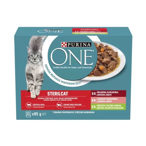 Purina ONE Sterilcat Cu vită cu somon cu curcan hrană umedă pentru pisici 12x85g