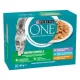 Purina ONE Indoor Cu pui cu vițel cu ton hrană umedă pentru pisici 12x85g