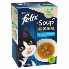   FELIX Soup Original Selecție de pește în sos hrană umedă pentru pisici 6x48g