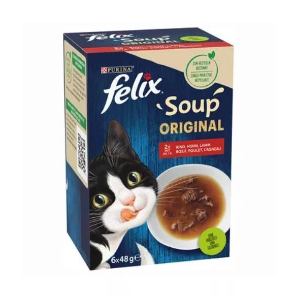 FELIX Soup Original Selecție tradițională în sos hrană umedă pentru pisici 6x48g