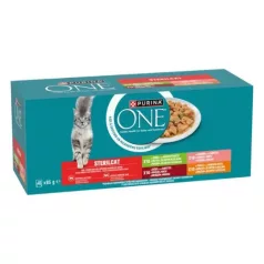   Purina ONE Sterilcat Cu vită, cu somon, cu curcan, cu pui hrană umedă pentru pisici 40x85g