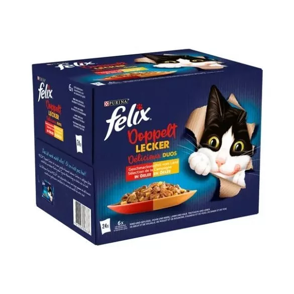 Felix Fantastic Duo Selecție tradițională în aspic hrană umedă pentru pisici 24x85g