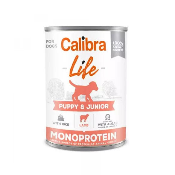 Calibra Dog Life Puppy & Junior Lamb & Rice conservă 400g