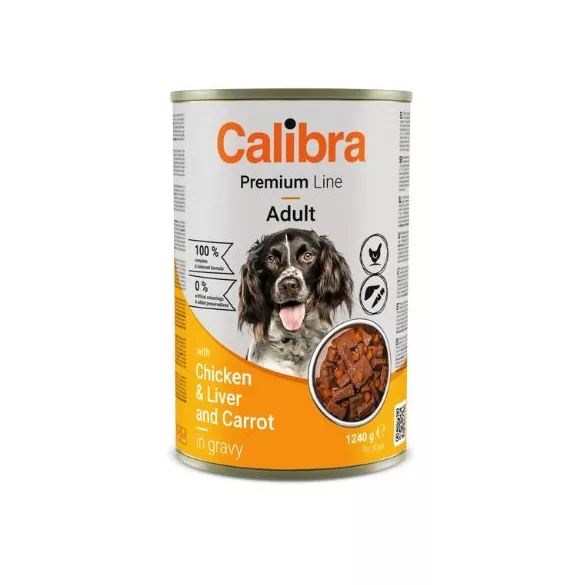 Calibra Dog Premium with Chicken&Liver conservă 1240 g