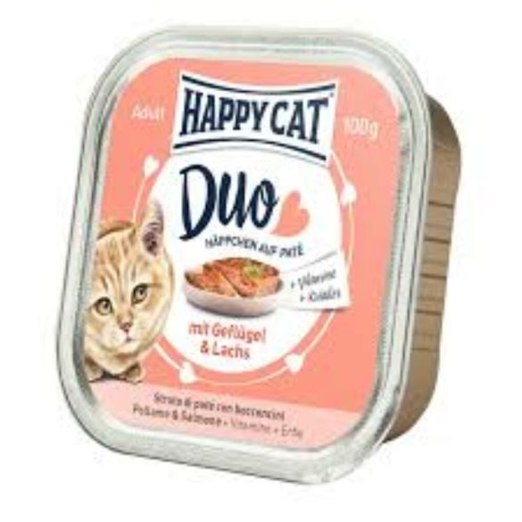 Happy Cat Duo Pâté Pâté de pisică Pâté de șoimii Păsări de curte - porc 100 g