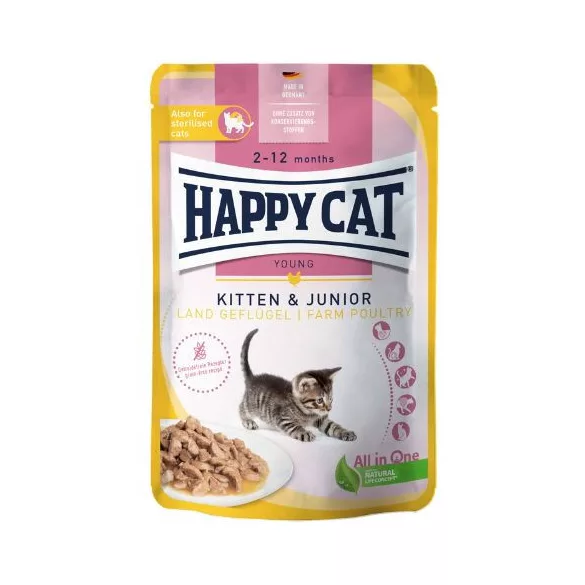 Happy Cat Pouch Sauce Kitten-Junior Poultry 85 g
