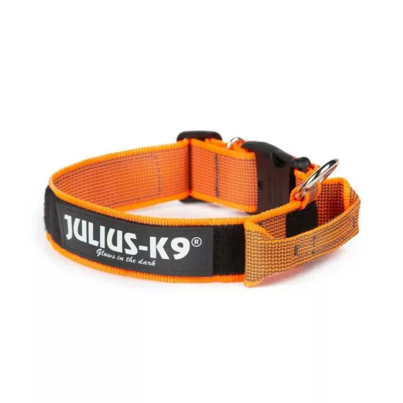 Julius k9 Zgardă de siguranță cu mâner și inscripție interschimbabilă Orange-Grey