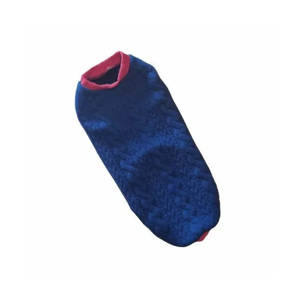 Tricotat pulover albastru închis bumbac model