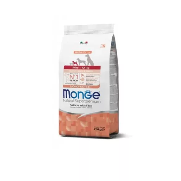 Hrană pentru câini Monge Mini Adult cu somon și orez 2,5 kg
