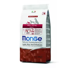   Hrană pentru câini Monge Mini Adult Lamb, orez și cartofi 7,5 kg