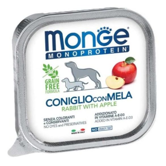 Monge Dog Monoprotein Fruits Paté cu carne de iepure și măr 150g
