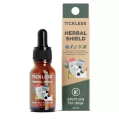   Tickless Herbal Shield Spot‑on – 100% amestec natural de uleiuri esențiale, 20 ml pentru câini