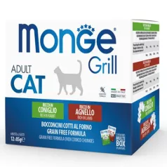 Monge Cat Grill Multibox Adult iepure–miel 12x85g
