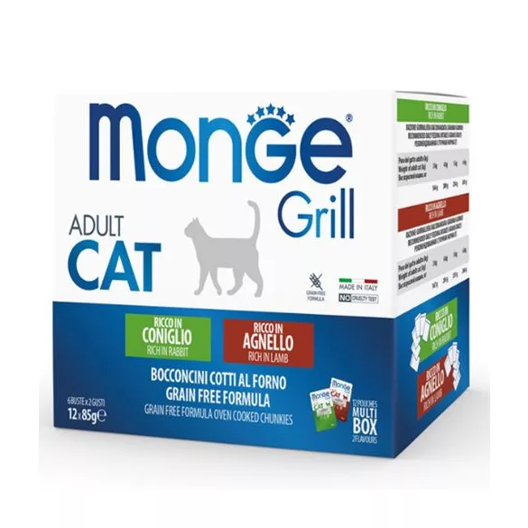 Monge Cat Grill Multibox Adult iepure–miel 12x85g