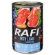 Rafi pate pentru câini cu miel, afine roșii și albastre, conservă