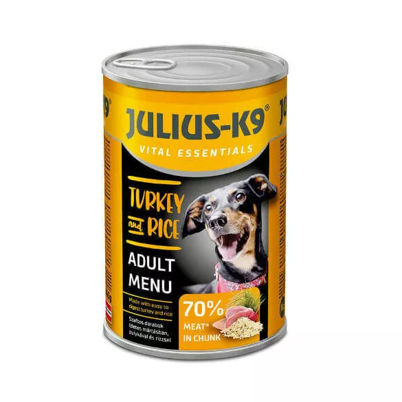JULIUS K-9 conservă pentru câini 1240 g Curcan cu orez (Turkey&Rice)