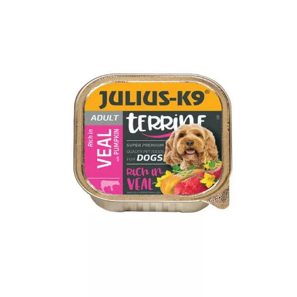 Julius-K9 Dog Terrine Adult Veal&Pumpkin hrană umedă (veal, pumpkin) 150 g