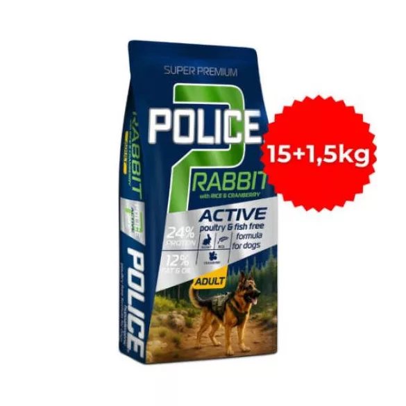 Police Adult Hypoallergenic Rabbit with Rice & Cranberry (rabbit, rice, cranberry) 15+1,5 kg