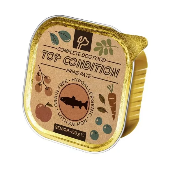 Top Condition tăviță hrană pentru câini senior salmon 150 g