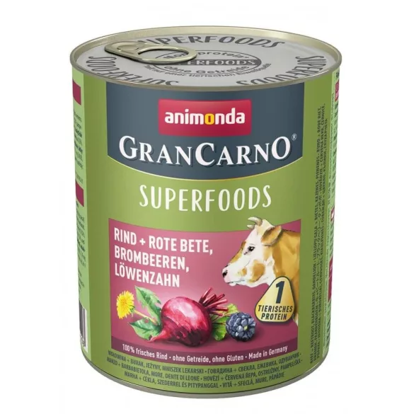Animonda GranCarno Adult (superalimente) carne de vită, sfeclă roșie, mure, păpădie 800g
