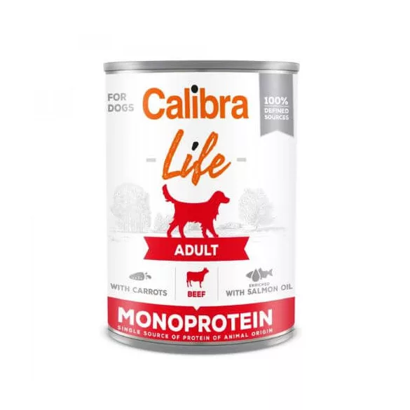 Calibra Dog Life Adult Beef cu morcovi conservă 400g