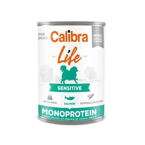 Calibra Dog Life Sensitive Somon cu orez conservă 400g