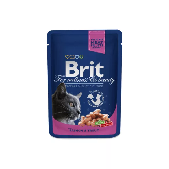 Brit Premium Cat Pouches with Salmon & Trout 24x100 g