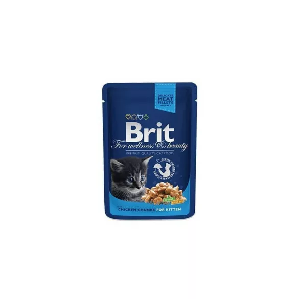 Brit Premium Cat Pouches Bucăți de pui pentru pisoi pentru pisoi 24x100 g