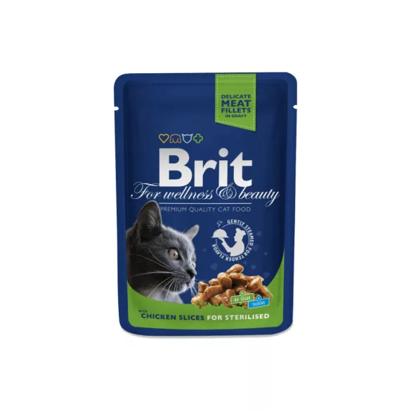 Brit Premium Cat Pouches Chicken Slices for Sterilised 4x100 g