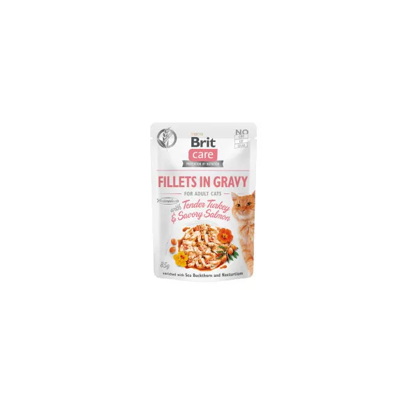 Brit Care Cat Fillets in Gravy with Tender Turkey & Savory Salmon 12x85 g