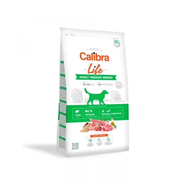 Calibra Dog Life Adult Medium Breed Lamb hrană pentru câini 12+2,5 kg cadou