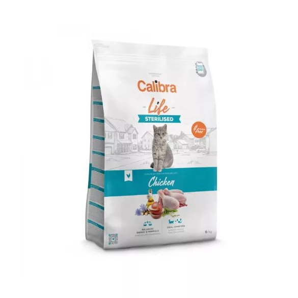Calibra Cat Life Sterilised Chicken hrană pentru pisici 6+1,5 kg cadou