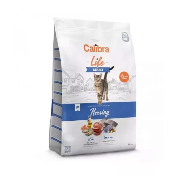 Calibra Cat Life Adult Herring hrană pentru pisici 6+1,5 kg cadou