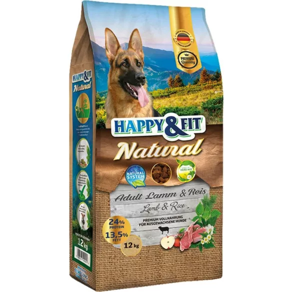 Hrană pentru câini Happy&Fit Natural Adult Lamb & Rice 2x12 kg