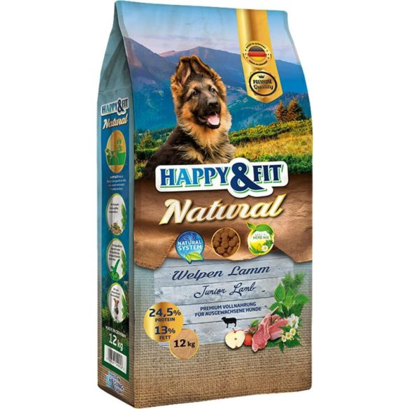 Hrană pentru câini Happy&Fit Natural Puppy Lamb 2x12kg