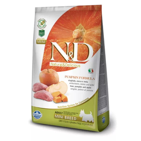 N&D Dog Grain Free Grain Free mistreț & măr cu dovleac hrană pentru câini adulți mini 2x 7kg