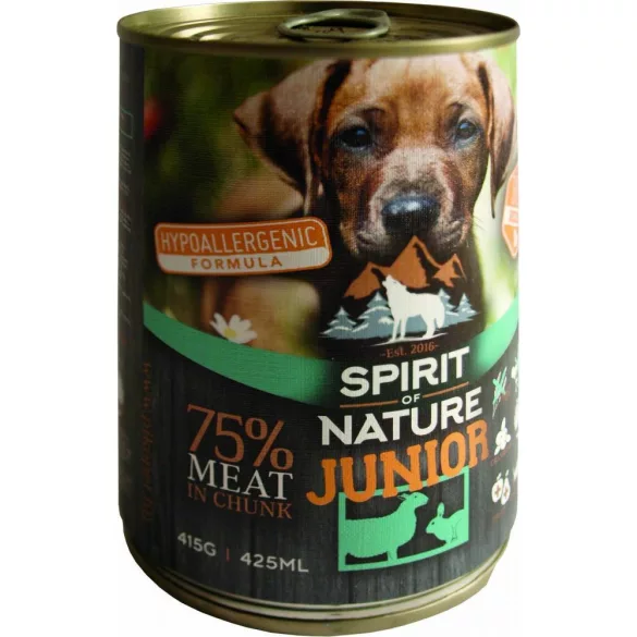 Spirit of Nature Conservă pentru câini Junior cu miel și iepurel 6x415g