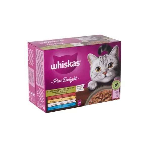 WHISKAS alutasak Pure Delight halas-húsos 12x85g