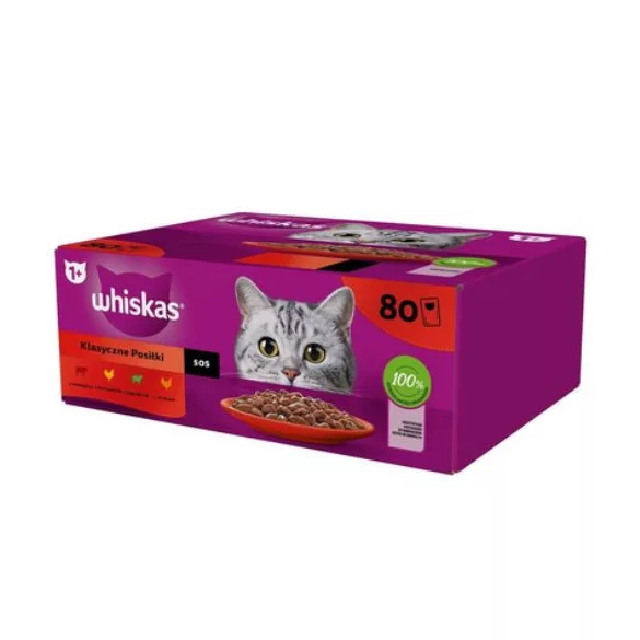 WHISKAS șervețel 80-pachet de 80 de bucăți Selecție clasică 80*85g
